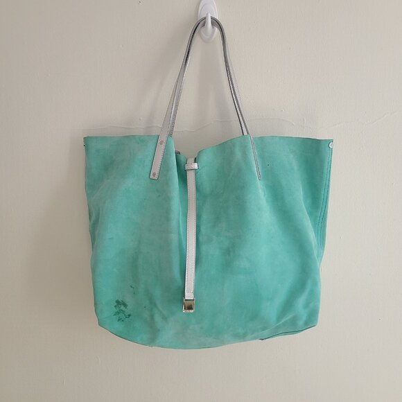 Tiffany & Co Reversible Tote Bag Silver Blue Large